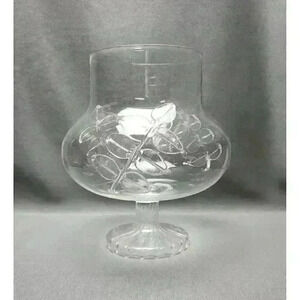 Anthropologie Dolce Candy Jar Footed Clear Hand Blown Art Glass Leaves (No Lid)